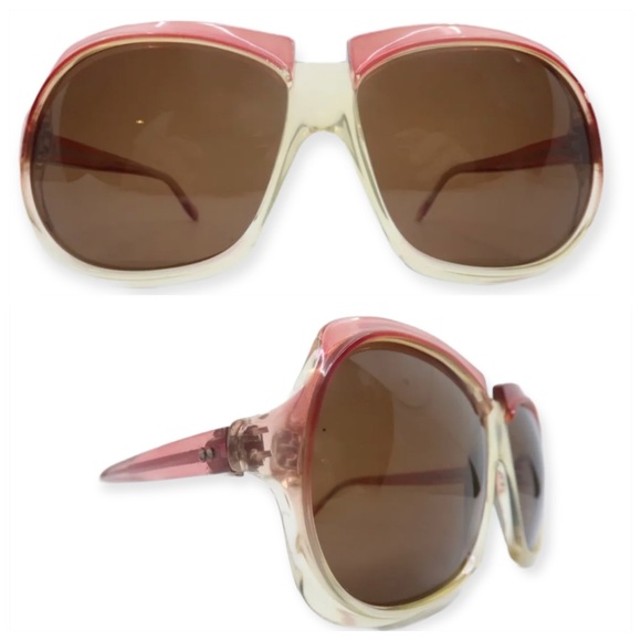 1970’s Large Oversized Mod Look Sunglasses‎ in Pink & Clear main image 5